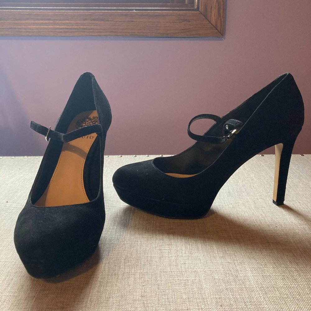 Vince Camuto Joshlynn Black Suede Platform Pumps